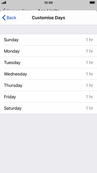 Press the required days. Press the required days.