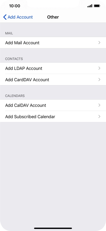 Press Add Mail Account. Press Add Mail Account.