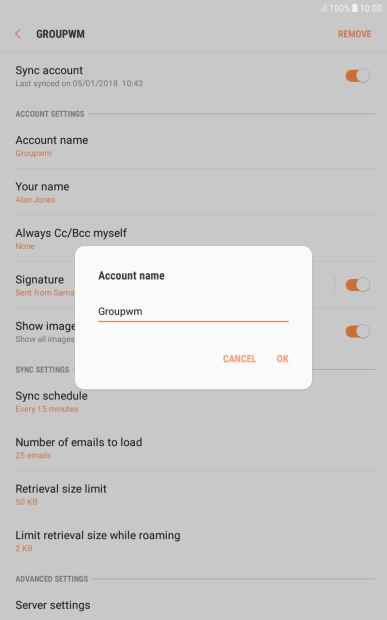 Key in the required name and press OK. Key in the required name and press OK.