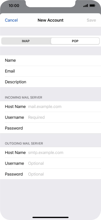 Press Host Name and key in the name of your email provider's incoming server. Press Host Name and key in the name of your email provider's incoming server.