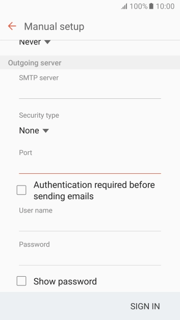 Press Authentication required before sending emails to turn on the function. Press Authentication required before sending emails to turn on the function.