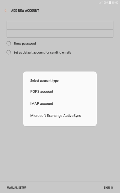 Press POP3 account. Press POP3 account.
