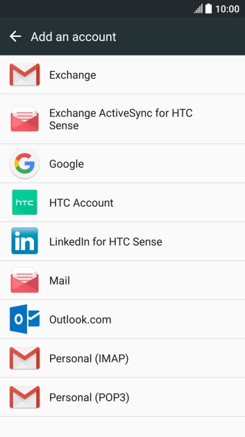 Press Exchange ActiveSync for HTC Sense. Press Exchange ActiveSync for HTC Sense.