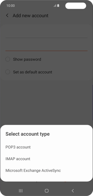 Press IMAP account. Press IMAP account.