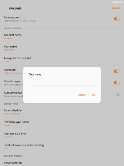 Key in the required sender name and press OK. Key in the required sender name and press OK.