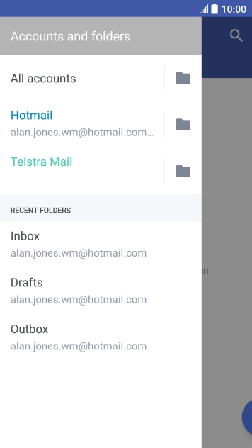 Press the required email account. Press the required email account.