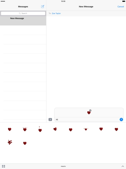 Press the send icon when you've finished your iMessage. Press the send icon when you've finished your iMessage.