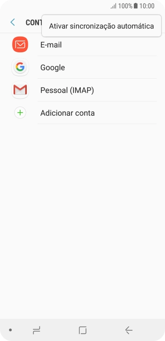 Pressione Ativar sincronização automática. Pressione Ativar sincronização automática.