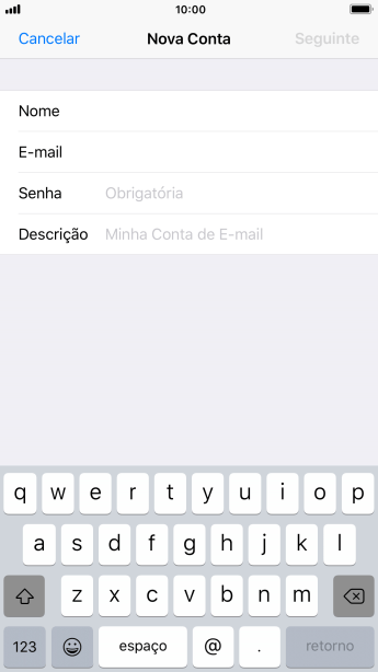 Pressione Senha e digite a senha da sua conta e-mail. Pressione Senha e digite a senha da sua conta e-mail.