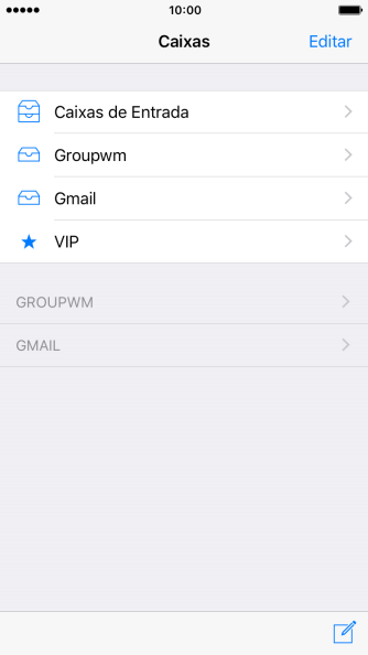 Pressione a conta de e-mail desejada. Pressione a conta de e-mail desejada.