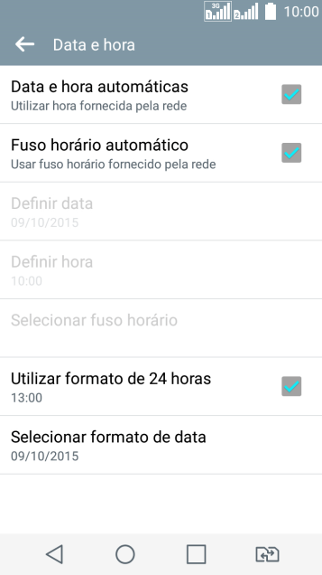 Pressione Data e hora automáticas para ativar a função. Pressione Data e hora automáticas para ativar a função.