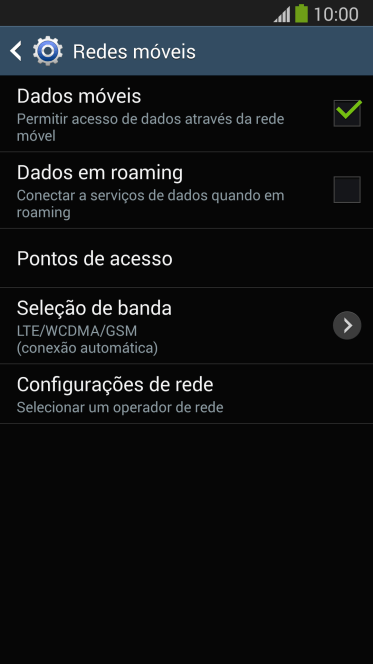 Pressione Configurações de rede, e aguarde enquanto o celular busca redes. Pressione Configurações de rede, e aguarde enquanto o celular busca redes.