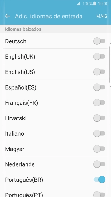 Pressione o idioma desejado para adicioná-lo. Pressione o idioma desejado para adicioná-lo.