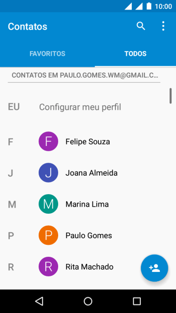 Pressione o ícone de novo contato. Pressione o ícone de novo contato.