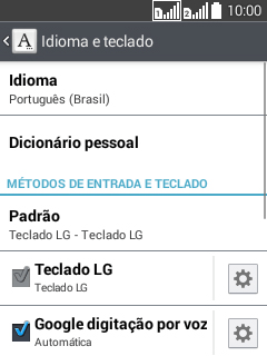 Pressione o ícone de configurações ao lado de Pressione o ícone de configurações ao lado de