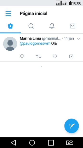 Pressione o ícone de novo tweet. Pressione o ícone de novo tweet.