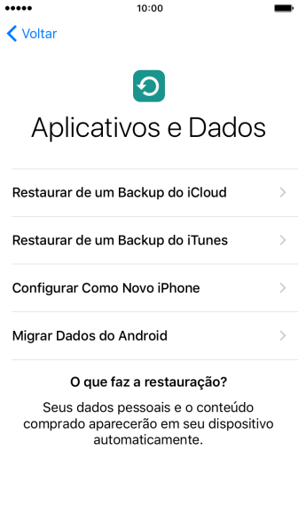 Pressione Restaurar de um Backup do iCloud. Pressione Restaurar de um Backup do iCloud.
