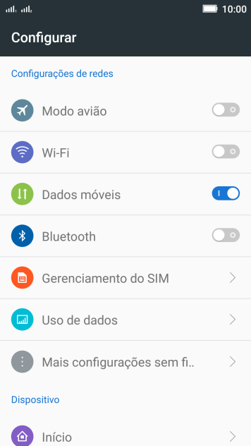 Pressione Dados móveis. Pressione Dados móveis.