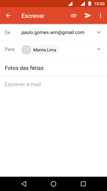 Pressioneo campo de escrever, e escreva o texto do seu e-mail. Pressioneo campo de escrever, e escreva o texto do seu e-mail.