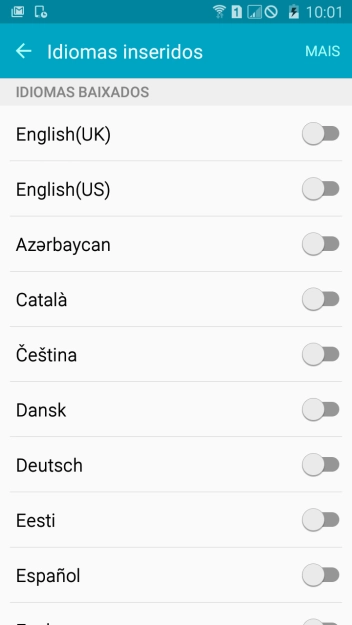 Pressione o idioma desejado para adicioná-lo. Pressione o idioma desejado para adicioná-lo.