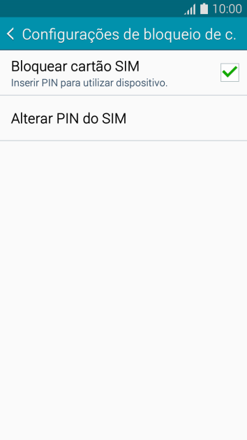 Pressione Bloquear cartão SIM para ativar ou desativar a função. Pressione Bloquear cartão SIM para ativar ou desativar a função.