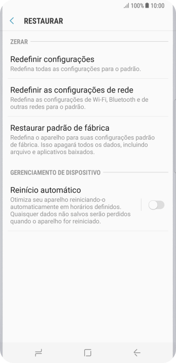 Pressione Restaurar padrão de fábrica. Pressione Restaurar padrão de fábrica.