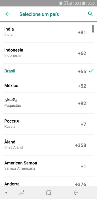 Pressione o país desejado. Pressione o país desejado.