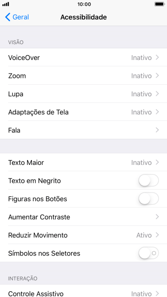 Pressione Fala, e siga as indicações da tela para selecionar as configurações desejadas. Pressione Fala, e siga as indicações da tela para selecionar as configurações desejadas.