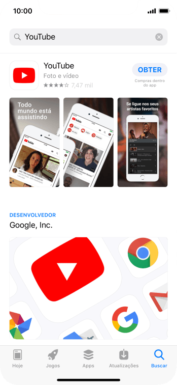 Pressione YouTube. Pressione YouTube.