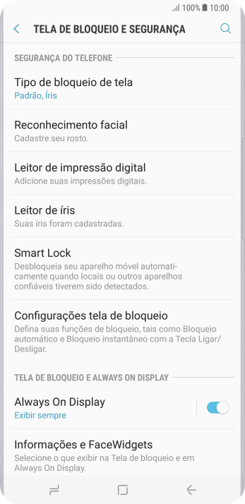 Pressione Tipo de bloqueio de tela, e digite o código de bloqueio atual. Pressione Tipo de bloqueio de tela, e digite o código de bloqueio atual.