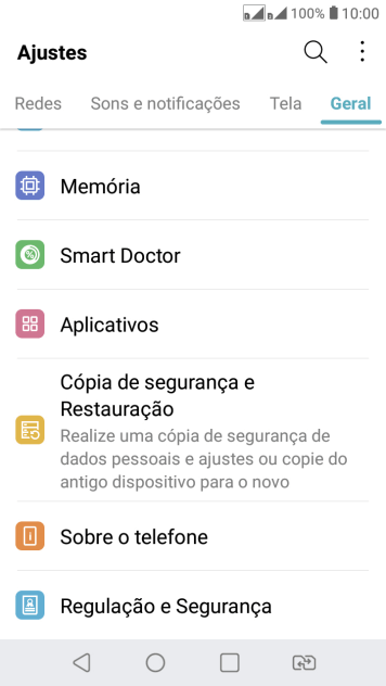 Pressione Cópia de segurança e Restauração. Pressione Cópia de segurança e Restauração.