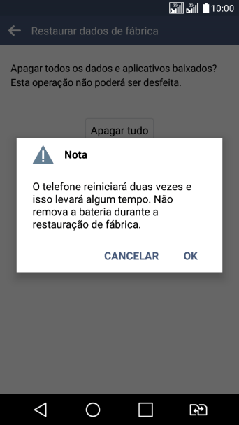 Pressione OK. Aguarde um instante, enquanto o celular restaura as configurações padrão.
Siga as indicações do visor para configurar o celular, e deixá-lo pronto para uso. Pressione OK. Aguarde um instante, enquanto o celular restaura as configurações padrão.
Siga as indicações do visor para configurar o celular, e deixá-lo pronto para uso.