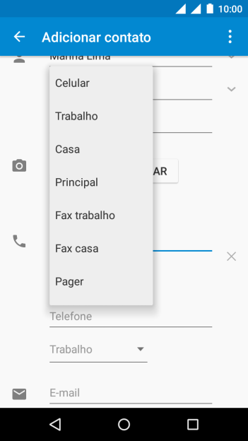 Pressione o tipo de número desejado. Pressione o tipo de número desejado.