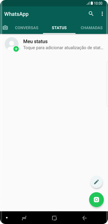 Pressione o ícone de novo status. Pressione o ícone de novo status.