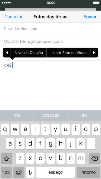 Pressione Inserir Foto ou Vídeo, e siga as indicações da tela para anexar uma foto ou um vídeo. Pressione Inserir Foto ou Vídeo, e siga as indicações da tela para anexar uma foto ou um vídeo.