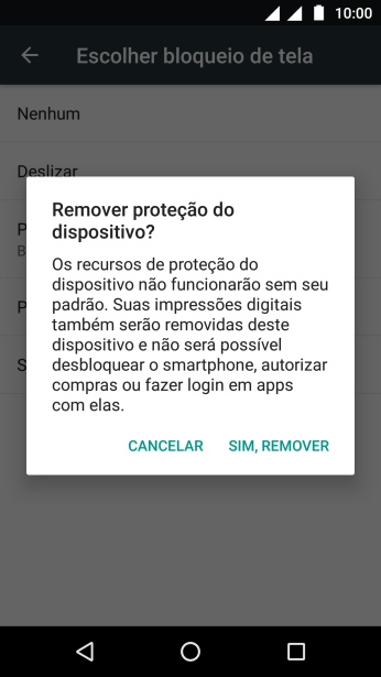 Pressione SIM, REMOVER. Pressione SIM, REMOVER.