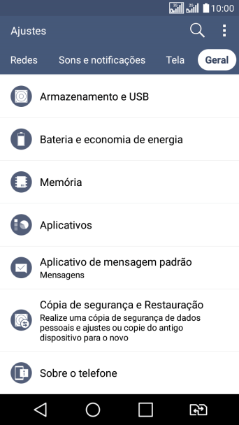 Pressione Cópia de segurança e Restauração. Pressione Cópia de segurança e Restauração.