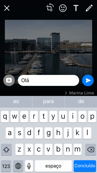Escreva a mensagem desejada, e pressione o ícone de enviar. Escreva a mensagem desejada, e pressione o ícone de enviar.