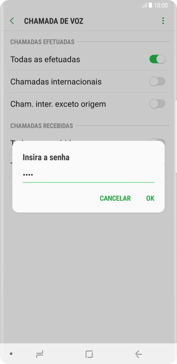 Digite sua senha de bloqueio, e pressione OK. Digite sua senha de bloqueio, e pressione OK.