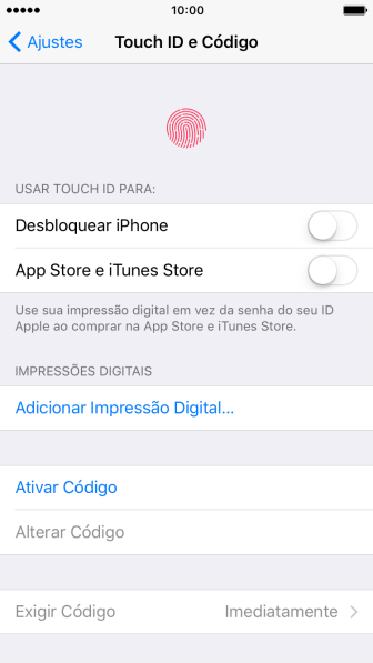 Pressione Ativar Código, e digite um código de bloqueio de sua escolha duas vezes seguidas. Pressione Ativar Código, e digite um código de bloqueio de sua escolha duas vezes seguidas.