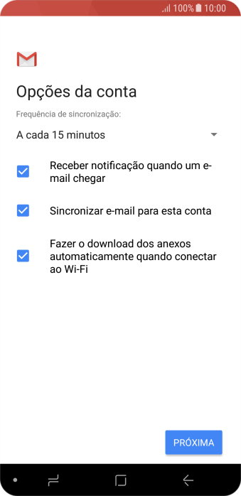 Se a tela mostrar essa imagem, sua conta foi reconhecida e configurada automaticamente. Siga as instruções da tela para inserir mais informações e finalizar a configuração. Se a tela mostrar essa imagem, sua conta foi reconhecida e configurada automaticamente. Siga as instruções da tela para inserir mais informações e finalizar a configuração.