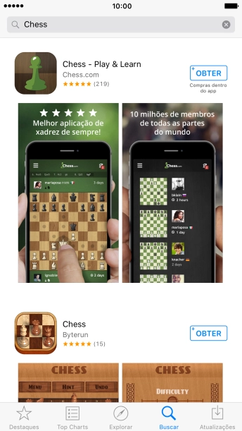 Pressione o app desejado. Pressione o app desejado.