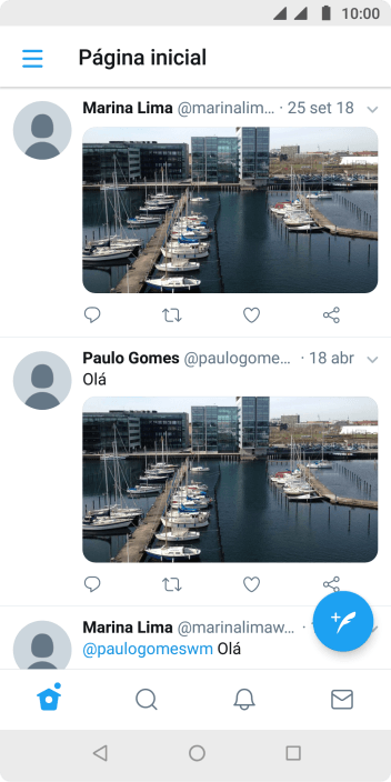 Pressione o ícone de novo tweet. Pressione o ícone de novo tweet.