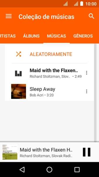 Pressione o título da música abaixo na tela. Pressione o título da música abaixo na tela.