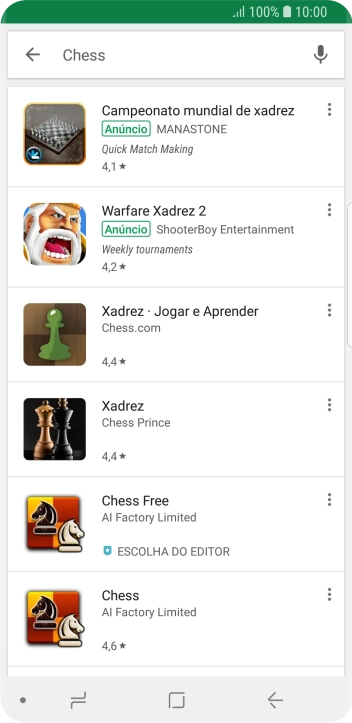 Pressione o app desejado. Pressione o app desejado.