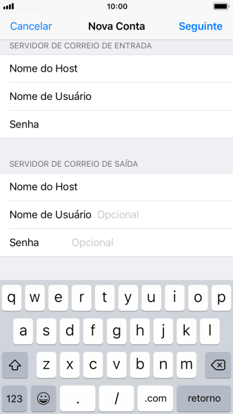 Pressione Nome de Usuário, e digite o nome de usuário da sua conta e-mail. Pressione Nome de Usuário, e digite o nome de usuário da sua conta e-mail.