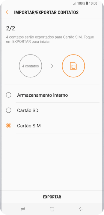Pressione EXPORTAR. Pressione EXPORTAR.