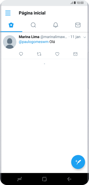 Pressione o ícone de novo tweet. Pressione o ícone de novo tweet.