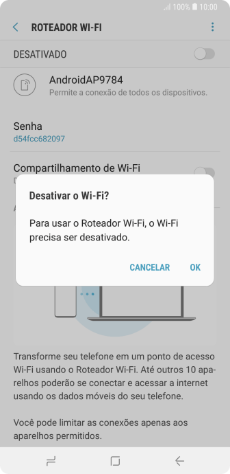 Se o Wi-Fi estiver ativado você deve pressionar OK. Se o Wi-Fi estiver ativado você deve pressionar OK.