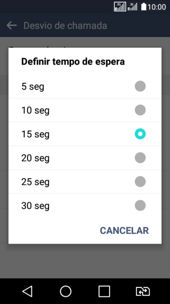 Se você encaminhar chamadas perdidas, você deve selecionar o intervalo do encaminhamento. Pressione o intervalo desejado. Se você encaminhar chamadas perdidas, você deve selecionar o intervalo do encaminhamento. Pressione o intervalo desejado.